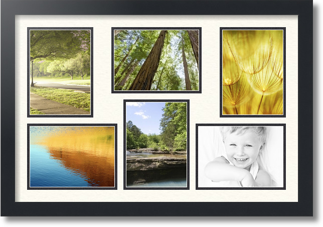 ArtToFrames Collage Mat Picture Photo Frame 6 5x7" Openings in Satin Black 351