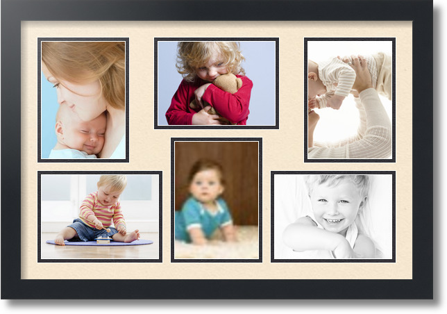 ArtToFrames Collage Mat Picture Photo Frame 6 5x7" Openings in Satin Black 351