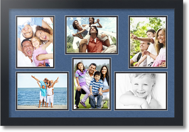 ArtToFrames Collage Mat Picture Photo Frame 6 5x7" Openings in Satin Black 351