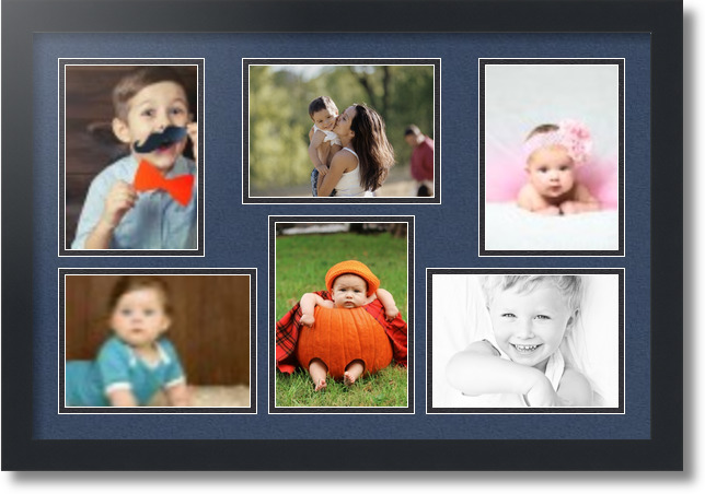 ArtToFrames Collage Mat Picture Photo Frame 6 5x7" Openings in Satin Black 351