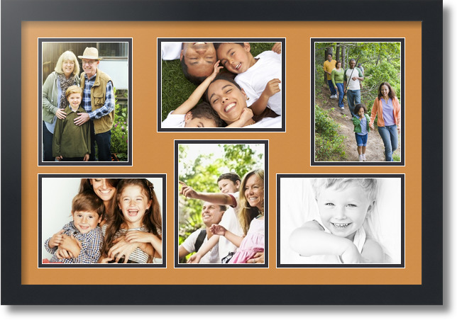 ArtToFrames Collage Mat Picture Photo Frame 6 5x7" Openings in Satin Black 351