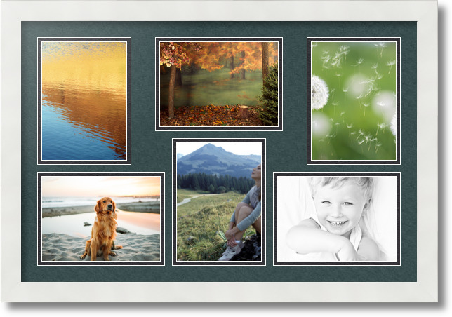 ArtToFrames Collage Mat Picture Photo Frame 6 5x7" Openings in Satin White 351