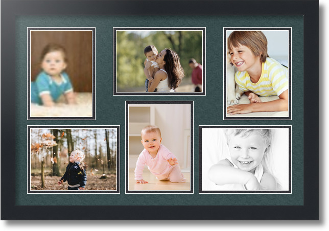 ArtToFrames Collage Mat Picture Photo Frame 6 5x7" Openings in Satin Black 351