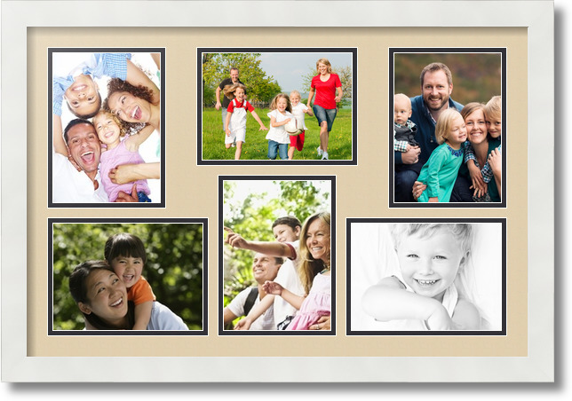 ArtToFrames Collage Mat Picture Photo Frame 6 5x7" Openings in Satin White 351