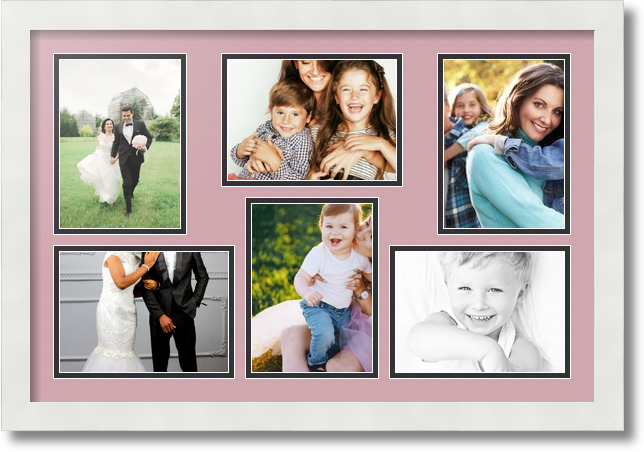 ArtToFrames Collage Mat Picture Photo Frame 6 5x7" Openings in Satin White 351