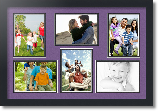 ArtToFrames Collage Mat Picture Photo Frame 6 5x7" Openings in Satin Black 351