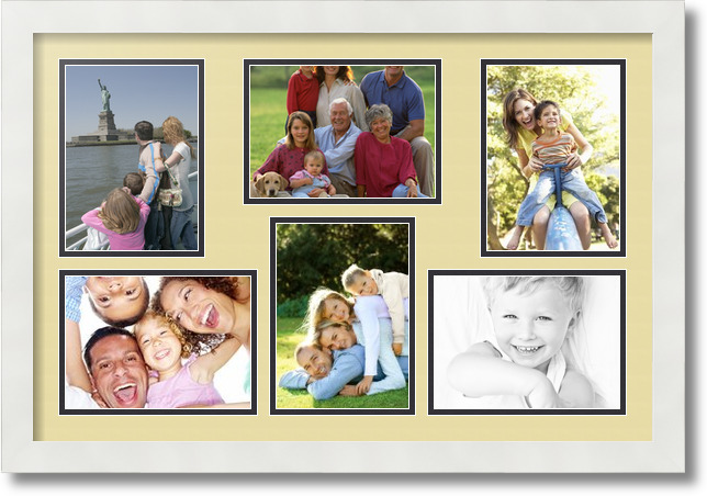 ArtToFrames Collage Mat Picture Photo Frame 6 5x7" Openings in Satin White 351