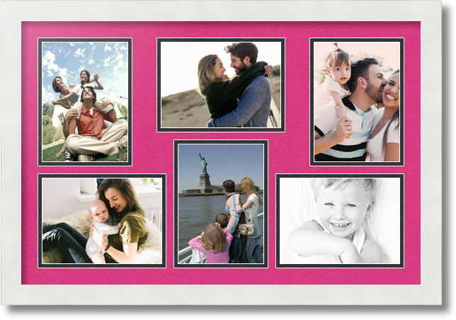 ArtToFrames Collage Mat Picture Photo Frame 6 5x7" Openings in Satin White 351