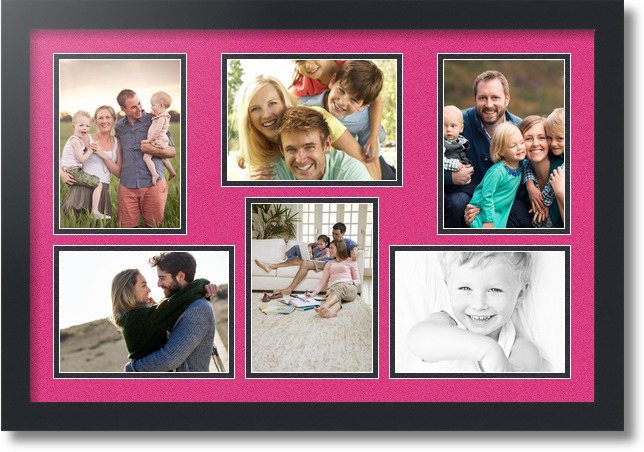 ArtToFrames Collage Mat Picture Photo Frame 6 5x7" Openings in Satin Black 351