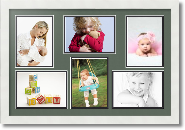 ArtToFrames Collage Mat Picture Photo Frame 6 5x7" Openings in Satin White 351