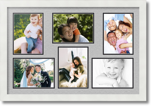 ArtToFrames Collage Mat Picture Photo Frame 6 5x7" Openings in Satin White 351