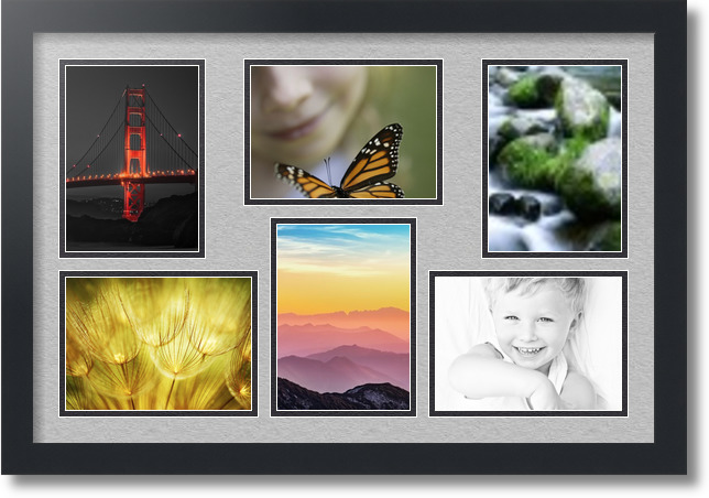 ArtToFrames Collage Mat Picture Photo Frame 6 5x7" Openings in Satin Black 351