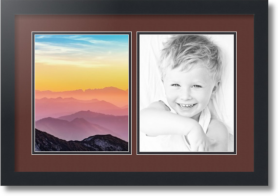 ArtToFrames Collage Mat Picture Photo Frame 2 8x10" Openings in Satin Black 36