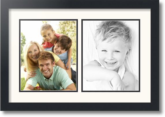 ArtToFrames Collage Mat Picture Photo Frame 2 8x10" Openings in Satin Black 36