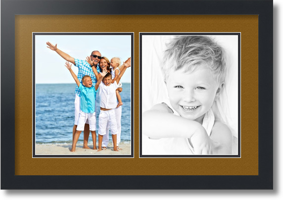 ArtToFrames Collage Mat Picture Photo Frame 2 8x10" Openings in Satin Black 36