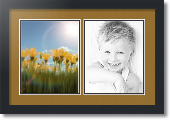 ArtToFrames Collage Mat Picture Photo Frame 2 8x10" Openings in Satin Black 36