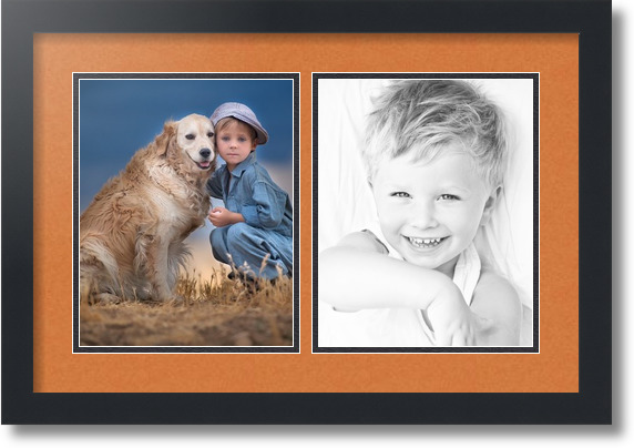 ArtToFrames Collage Mat Picture Photo Frame 2 8x10" Openings in Satin Black 36