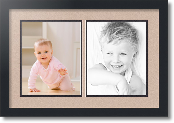 ArtToFrames Collage Mat Picture Photo Frame 2 8x10" Openings in Satin Black 36