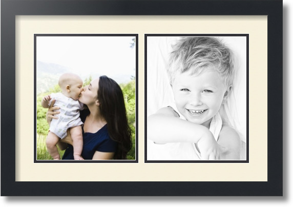 ArtToFrames Collage Mat Picture Photo Frame 2 8x10" Openings in Satin Black 36