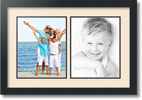 ArtToFrames Collage Mat Picture Photo Frame 2 8x10" Openings in Satin Black 36