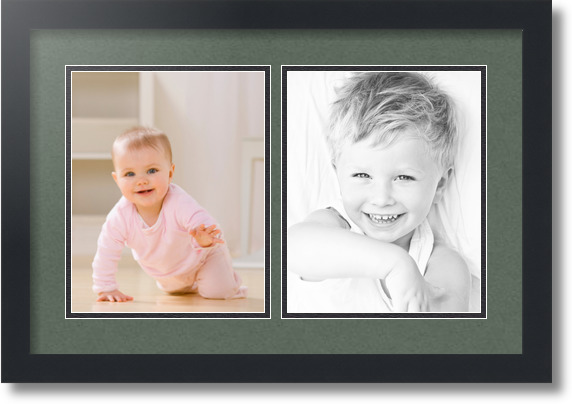 ArtToFrames Collage Mat Picture Photo Frame 2 8x10" Openings in Satin Black 36