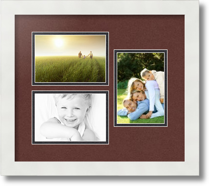 ArtToFrames Collage Mat Picture Photo Frame 3 4x6" Openings in Satin White 389