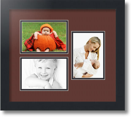 ArtToFrames Collage Mat Picture Photo Frame 3 4x6" Openings in Satin Black 389