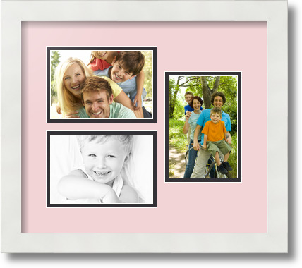 ArtToFrames Collage Mat Picture Photo Frame 3 4x6" Openings in Satin White 389