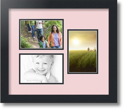 ArtToFrames Collage Mat Picture Photo Frame 3 4x6" Openings in Satin Black 389