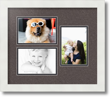 ArtToFrames Collage Mat Picture Photo Frame 3 4x6" Openings in Satin White 389