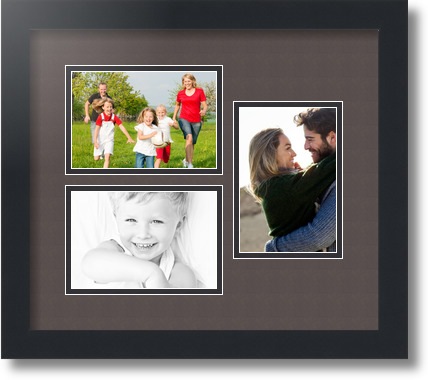 ArtToFrames Collage Mat Picture Photo Frame 3 4x6" Openings in Satin Black 389