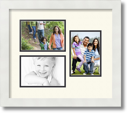 ArtToFrames Collage Mat Picture Photo Frame 3 4x6" Openings in Satin White 389