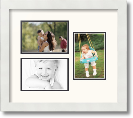 ArtToFrames Collage Mat Picture Photo Frame 3 4x6" Openings in Satin White 389