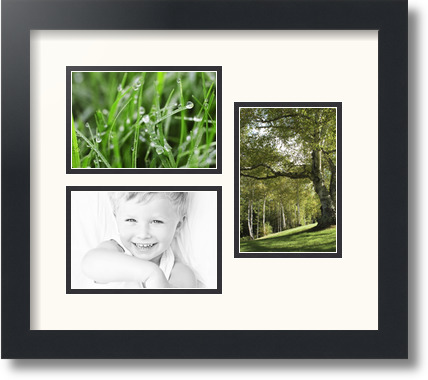 ArtToFrames Collage Mat Picture Photo Frame 3 4x6" Openings in Satin Black 389