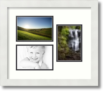 ArtToFrames Collage Mat Picture Photo Frame 3 4x6" Openings in Satin White 389