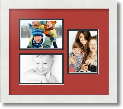 ArtToFrames Collage Mat Picture Photo Frame 3 4x6" Openings in Satin White 389