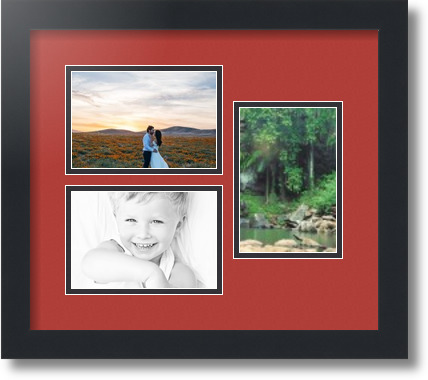 ArtToFrames Collage Mat Picture Photo Frame 3 4x6" Openings in Satin Black 389