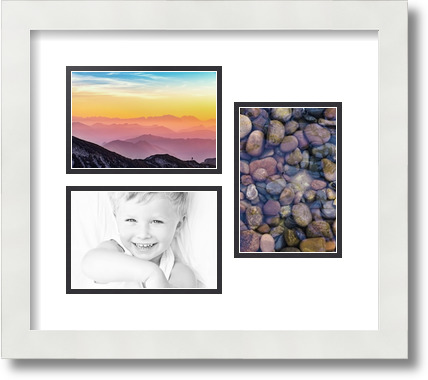 ArtToFrames Collage Mat Picture Photo Frame 3 4x6" Openings in Satin White 389