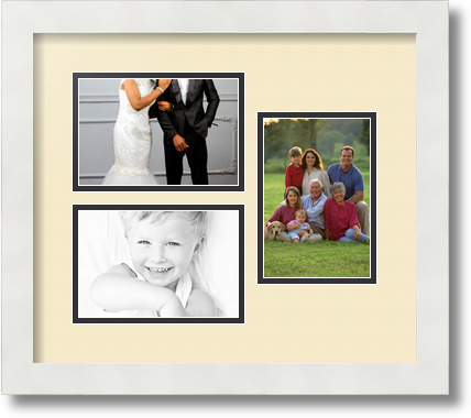 ArtToFrames Collage Mat Picture Photo Frame 3 4x6" Openings in Satin White 389