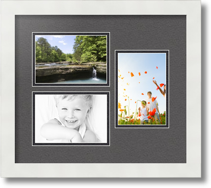 ArtToFrames Collage Mat Picture Photo Frame 3 4x6" Openings in Satin White 389