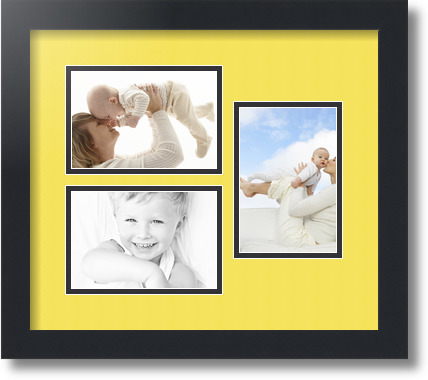 ArtToFrames Collage Mat Picture Photo Frame 3 4x6" Openings in Satin Black 389