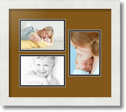 ArtToFrames Collage Mat Picture Photo Frame 3 4x6" Openings in Satin White 389