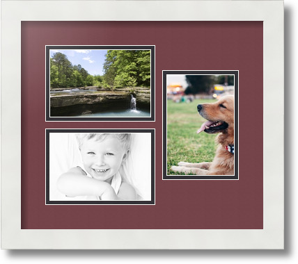 ArtToFrames Collage Mat Picture Photo Frame 3 4x6" Openings in Satin White 389