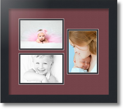 ArtToFrames Collage Mat Picture Photo Frame 3 4x6" Openings in Satin Black 389