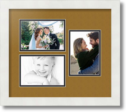 ArtToFrames Collage Mat Picture Photo Frame 3 4x6" Openings in Satin White 389