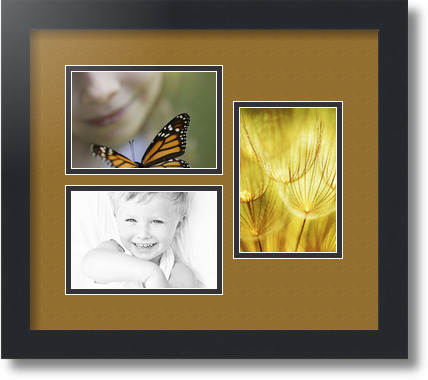 ArtToFrames Collage Mat Picture Photo Frame 3 4x6" Openings in Satin Black 389