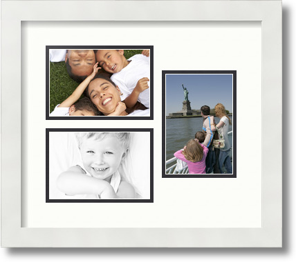 ArtToFrames Collage Mat Picture Photo Frame 3 4x6" Openings in Satin White 389