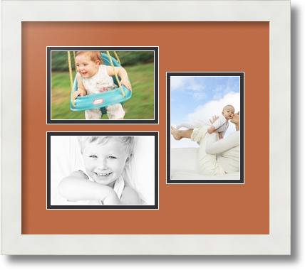 ArtToFrames Collage Mat Picture Photo Frame 3 4x6" Openings in Satin White 389