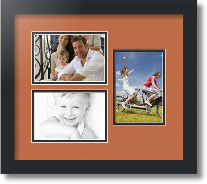 ArtToFrames Collage Mat Picture Photo Frame 3 4x6" Openings in Satin Black 389