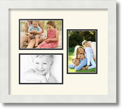 ArtToFrames Collage Mat Picture Photo Frame 3 4x6" Openings in Satin White 389